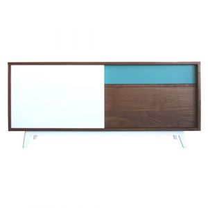 Buffet noyer naturel massif et laqué VINTAGE Pirotais Bois Multicolore