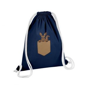 Fabulous Sac de Gym en Coton Bleu Poche Surprise Kangourou 12 Litres