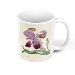 Fabulous Mug céramique Iris Papillons Chenilles Illustration Botanique
