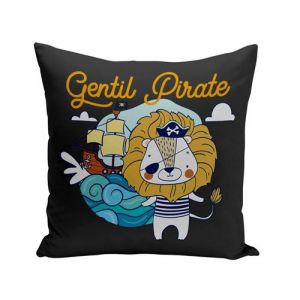 Fabulous Coussin noir Lion Gentil Pirate [40x40 cm]