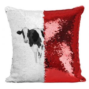 Fabulous Coussin avec Housse Sequin - Paillettes Rouge Sneakerhead Vache [40 x 40 cm]