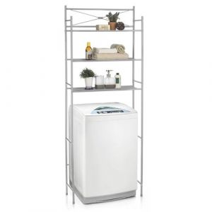 Etag&egrave;re de salle de bain MARSA, rangement pour WC/lave-linge, en m&eacute;tal laqu&eacute; gris