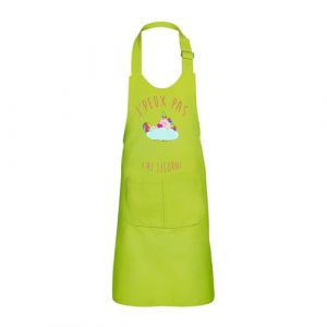 Fabulous Tablier Cuisine Enfant 2 Poches Vert J'Peux Pas J'Ai Licorne Licorne Qui Dort sur Nuage - Haut de gamme