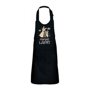 Fabulous Tablier Cuisine Enfant 2 Poches Noir Maman Lapin - Haut de gamme
