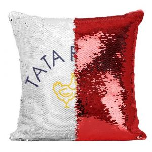 Fabulous Coussin avec Housse Sequin - Paillettes Rouge Tata Famille Poule [40 x 40 cm]