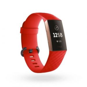 Bracelet Silicone pour FITBIT Charge 3 Petite Taille S 95-103mm Confortable (ROUGE)