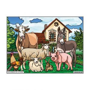 Coloriage - Animaux de la ferme - Tableau &agrave; colorier - Avec contours velours noir - D&egrave;s 3 ans