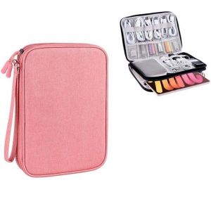 10PCS Sac de Rangement Informatique Organisateur pour Accessoires électroniques/Disque Dur/Chargeur/Batterie Externe - Rose
