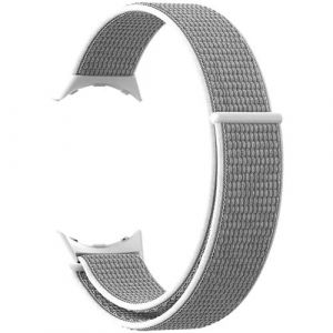 Bracelet pour Google Pixel Watch Nylon Tissé gris blanc Ajustable par Scratch Avizar