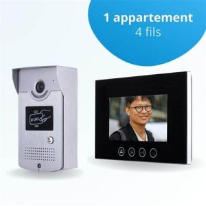 BT SECURITY Portier interphone vidéo cards 4 fils - 1 écran noir 7" - avec mémoire photos - avec lecteur de badge