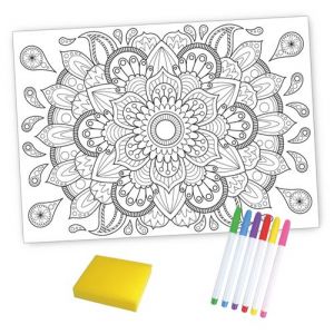 Kit coloriage magique Mandala set de table silicone + 6 feutres + éponge