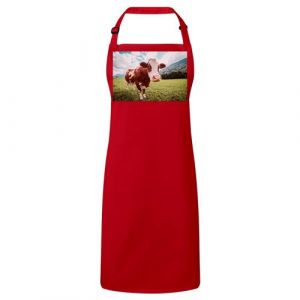 Fabulous Tablier Cuisine Premium Rouge Vache dans un pr&eacute; Montagne