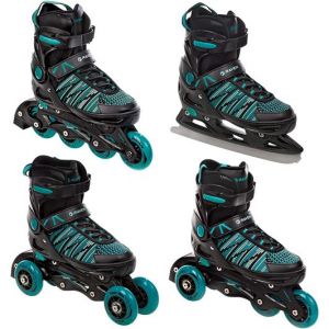 Roller en ligne Vella du 33 au 36 + patin à roulette + patin à glace + triskate Adulte Enfant Mixte taille ajustable Raven