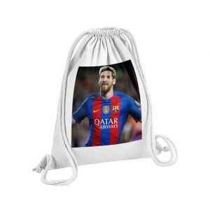 Fabulous Sac de Gym en Coton Blanc Leo Messi Barcelone But 12 Litres
