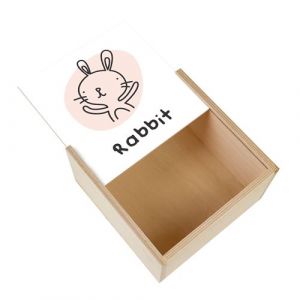 Boite Coffret en Bois - Fabulous - Lapin Signe Astrologique Chinois (11 x 11 x 3,5 cm)