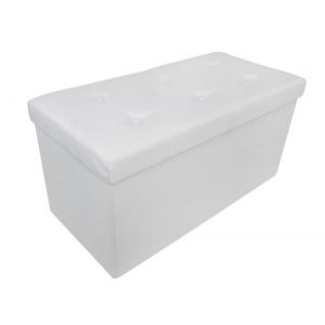 Ottoman avec Espace de Stockage, Banc Pliant, Finition piquée et capitonnée, 76 x 38 x 38 cm, Blanc, Charge maximale: 150 kg