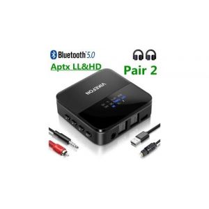 Transmetteur récepteur audio noir sans fil bluetooth 5. 0 rca 3. 5mm aux adaptateur stéréo pour voiture tv pc écouteurs