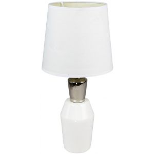 Lampe a poser ceramique tissu blanc et argent Luminaire chevet LED chambre salon