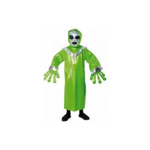Deguisement alien vert enfant 5/6 ans  116 cm (robe  cagoule  gants) - costume fete - ovni  extraterrestre