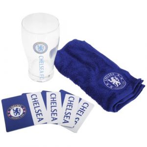 Chelsea FC - Ensemble verre à bière, serviette en éponge et sous-verres (Taille unique) (Bleu/Blanc) - UTSG2884