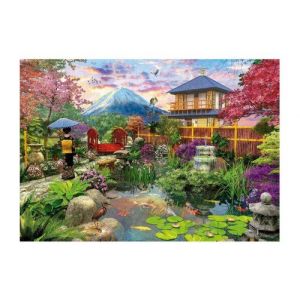 Puzzle adulte : jardin japonais et la montagne - 1500 pieces - set collection paysage du japon + 1 carte tigre