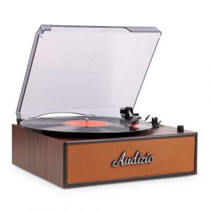 Audizio Reno - Platine vinyle r&eacute;tro avec enceintes int&eacute;gr&eacute;es - Tourne disque LP vintage - Cuivre