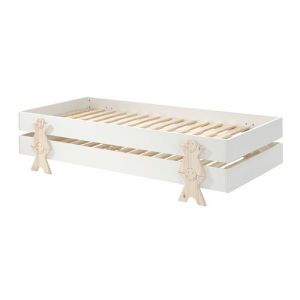 STAPEL - Lot de 2 Lits Empilables 90x200cm Blancs Smiley - Altobuy