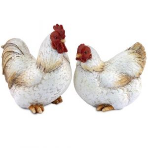 Statue By SIGRIS Gallina SET 2 u Rustique 070717 Blanc