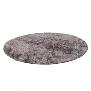 Tapis Shaggy Rond Fait Main "Diamond" Champagne 160 cm
