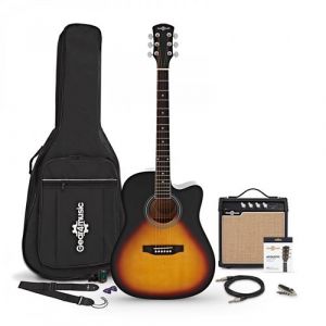 Guitare &Eacute;lectro-Acoustique Dreadnought Pan Coup&eacute;, Sunburst avec pack Ampli Acoustique 15 W et Accessoires