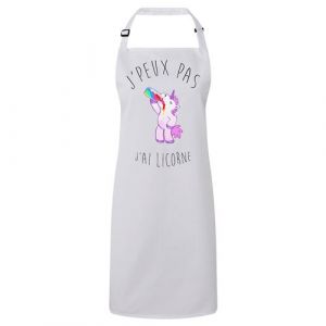 Fabulous Tablier Cuisine Premium Blanc J'Peux Pas J'Ai Licorne