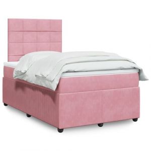 vidaXL Sommier &agrave; lattes de lit avec matelas Rose 120x200 cm Velours, lit, lit &agrave; plate-forme, lit &agrave; panneaux, meuble de chambre &agrave; coucher, canap&eacute;-lit