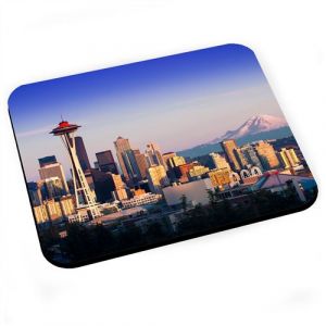 Tapis de souris Seattle montagne usa ovni tour ville paysage decoration