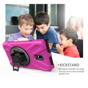 WISETONY® Etui de protection pivotant à 360 ° avec dragonne pour Samsung Galaxy Tab Activ2 T390/T395/T397 8.0 - Rose foncé