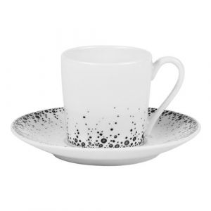 Tasses et sa sous-tasse Boréalis gris 12 cl (lot de 6) - Table Passion - Blanc - Porcelaine