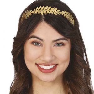 diadème couronne laurier romaine métal or femme - guirca 13474