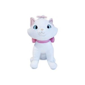 Peluche chat blanc marie 30 cm - set doudou enfant aristochats avec carte animal