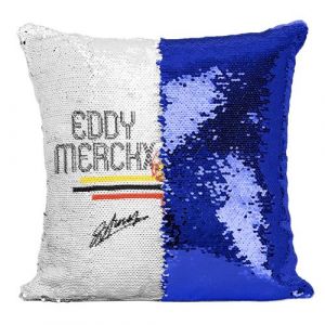 Fabulous Coussin avec Housse Sequin - Paillettes Bleu Eddy Merckx Vintage [40 x 40 cm]