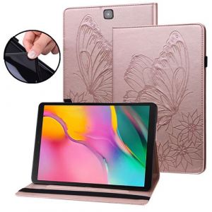 Étui FOXDOCK pour tablette Samsung Galaxy Tab S2 9.7 Butterfly Design Premium Cuir Anti-Fall Protection Tablet Cover avec emplacements de carte et fonction du support-Rose