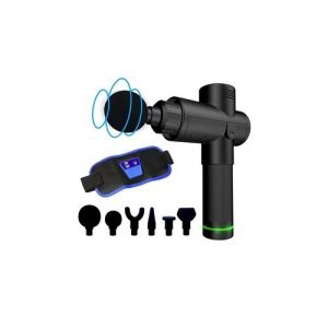 Pistolet gun de massage, masseur de tissu muscle rechargeable sans fil, appareil portatif 6 têtes - ceinture électrostimulation