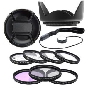 Kit 62mm 7 Filtres: UV CPL FLD + 4 Macro Close-Up, Pare Soleil + Lens Cap et Cap keeper pour NIKKOR, Nikon, Fujinon, Sony