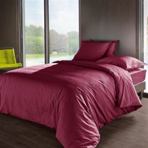 Housse de couette percale Méline 2 LABELISSIM - Aubergine - 200 x 200 cm