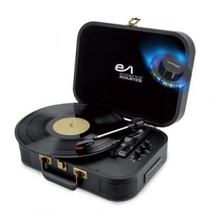 Tourne-disque Vinyle Evidence Acoustics EA-PL100-BK - Haut-parleurs 20 watts PMPO - 33 45 78 tours - Bluetooth, USB, Lumi&egrave;re LED