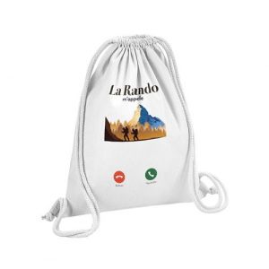 Fabulous Sac de Gym en Coton Blanc La Rando M'Appelle 12 Litres