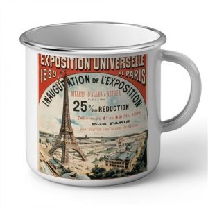 Fabulous Mug en métal émaille Exposition Universelle 1889 Paris Tour Eiffel