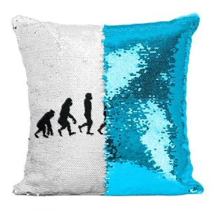 Fabulous Coussin avec Housse Sequin - Paillettes Turquoise Evolution Skateboard [40 x 40 cm]
