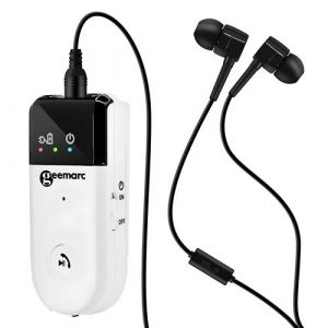 Geemarc Amplificateur d'écoute Bluetooth 30dB pour TV PC Téléphone avec Micro Blanc