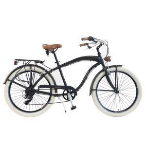 Vélo Cruiser Homme - Via Veneto By Canellini Aluminium Noir - Bicyclette Ville Retro Vintage