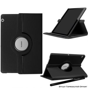 Housse Etui Noir pour Huawei MediaPad T3 10 (9.6) Coque avec Support Rotatif 360° avec Stylet Toproduits®
