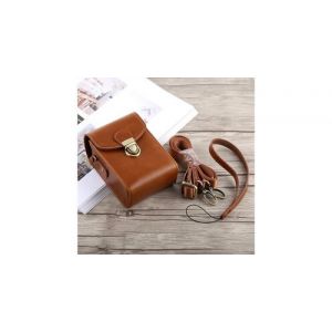 Sacoche de bo&icirc;tier en cuir pu avec boucle pour le corps et dragonne pour canon g7x ii / g9x mark ii, sony rx100 / m2 (marron)